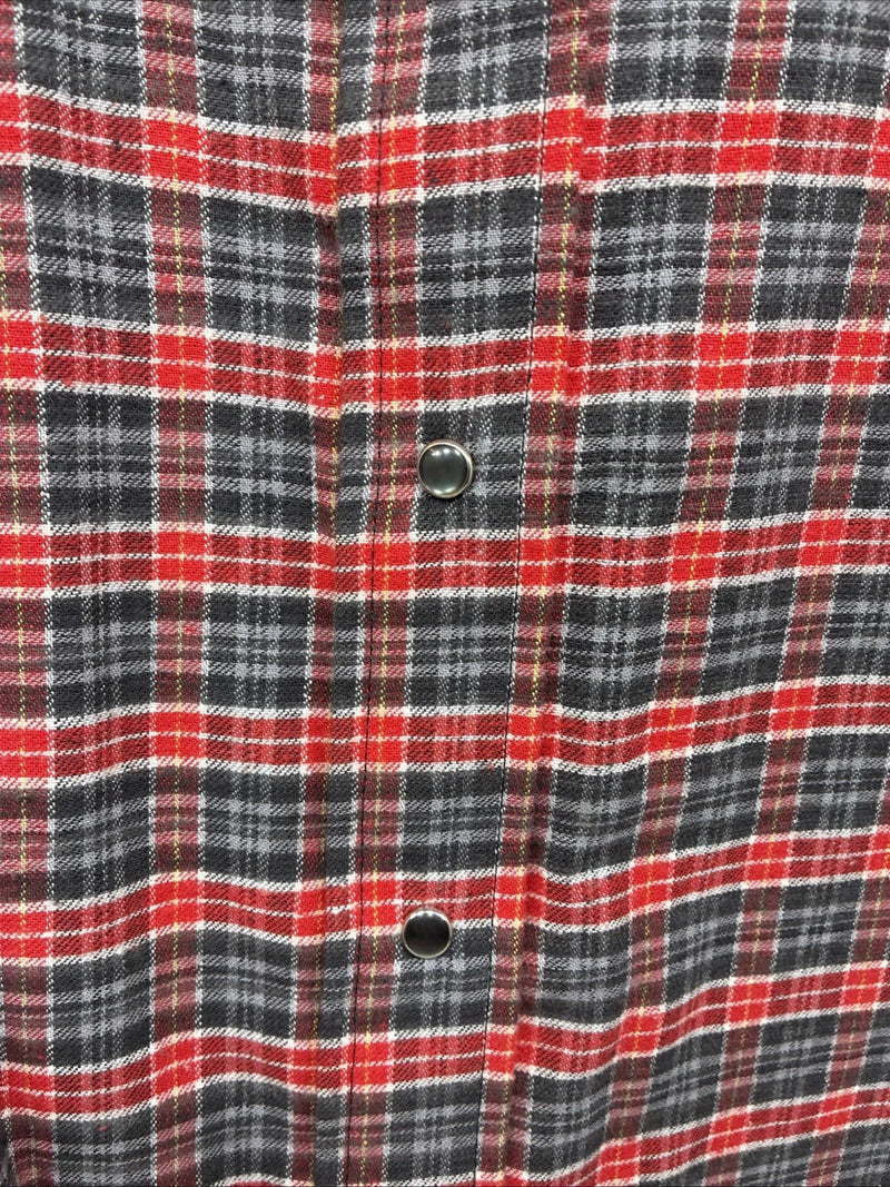 New Kids Panhandle Slim Red Plaid Long Sleeve Pearl Snap Size 10 CC-96