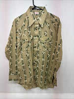 New Women’s ELY Plains Yellow Green Floral Long Sleeve Pearl Snap 16 X 33 II-11