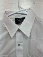 New Kids Champion Western White Long Sleeve Pearl Snap 16 Large V-29