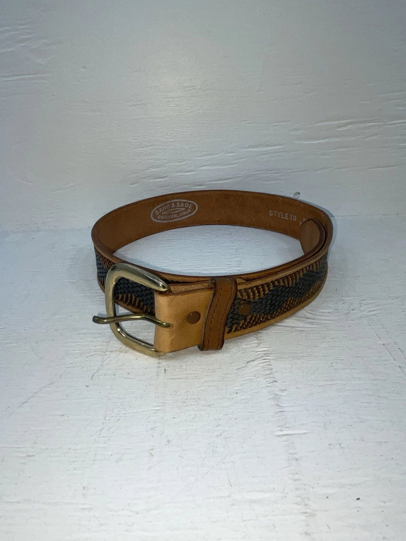 New Brown Genuine Leather Sand & Sage Tooled 28” Belt #533 NN-53