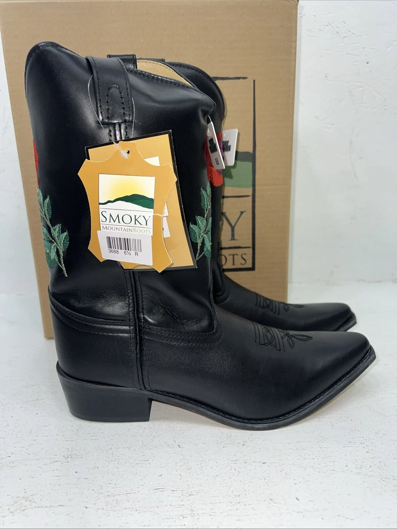 New Women’s Black Smoky Mountain Cowboy Boots. 3688 Y 6.5 6 1/2. 19-61