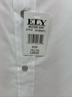 Me Women’s ELY Cattleman White Long Sleeve Pearl Snap 16.5 X 34 Large X-43