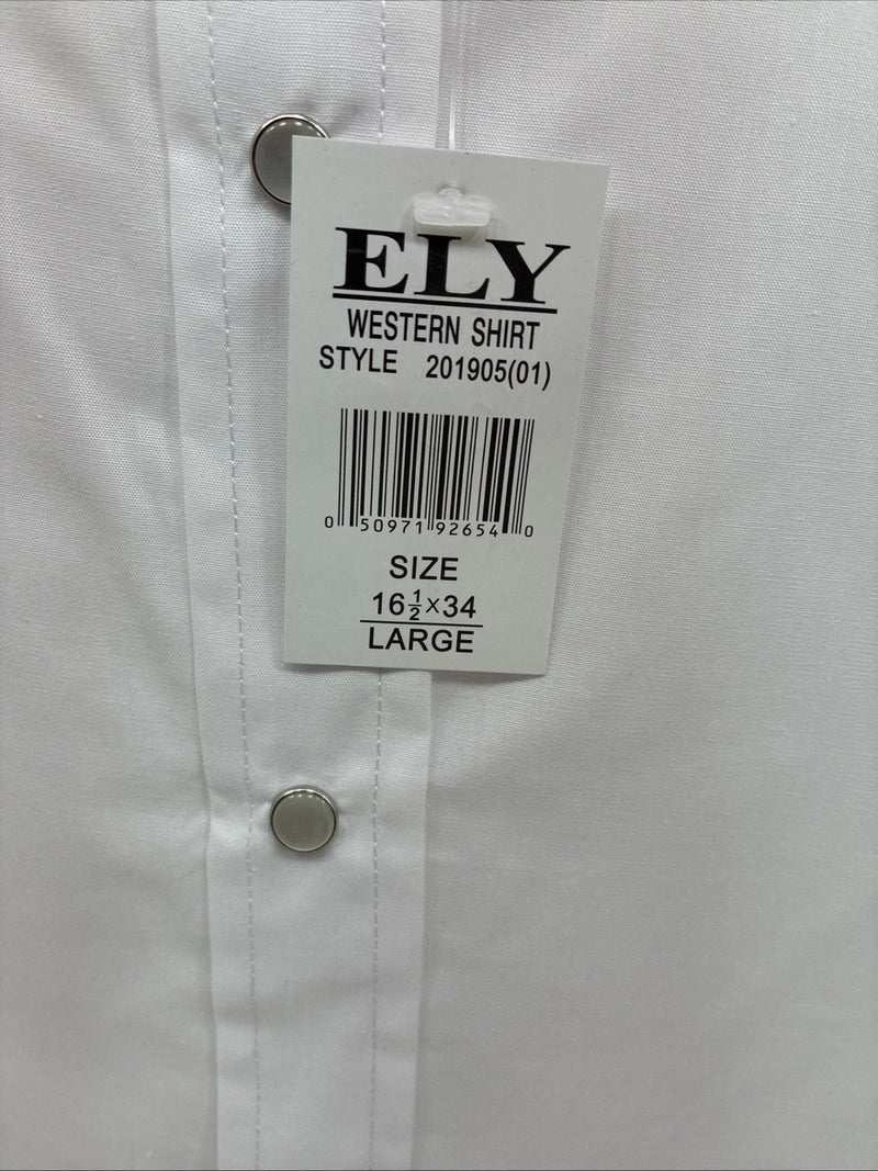 Me Women’s ELY Cattleman White Long Sleeve Pearl Snap 16.5 X 34 Large X-43