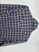New Kids Panhandle Slim Blue Gold Plaid Long Sleeve Pearl Snap Size 10 CC-81
