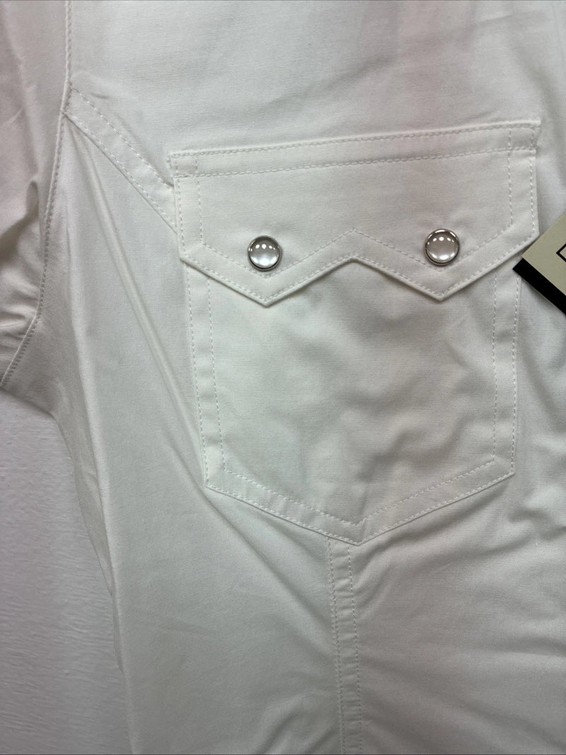 New Women’s Cumberland White Cropped White Short Sleeve Pearl Snap Medium LL-67