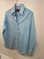 New Women’s Panhandle Slim Blue Long Sleeve Pearl Snap 14 Medium II-72