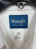 New Men’s Wrangler White Long Sleeve Button Up 17 X 35 XL R-72