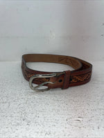 New Brown Genuine Leather Chambers Tooled Belt 34” #6551 Z-8 
