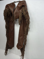 NOS Brown Show Chaps With Fringe Adjustable Waist 40” L-44