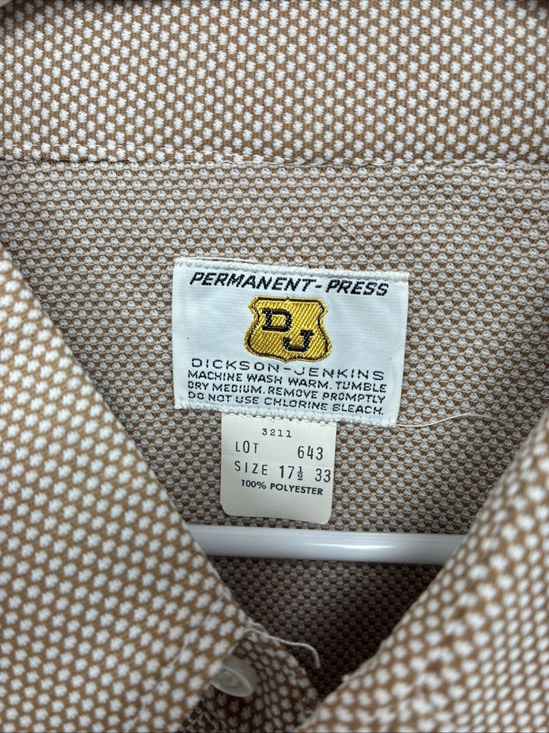 New Men’s Dickson Jenkins Brown Design Long Sleeve Pearl Snap 17.5 X 33 XL R-79