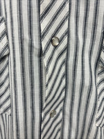 New Men’s Champion Western Gray Stripe Long Sleeve Pearl Snap 16 Large V-110