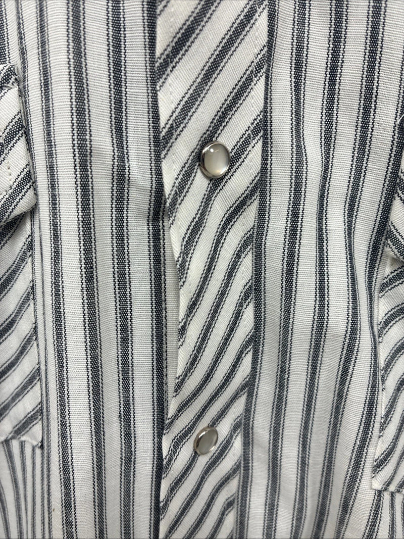 New Men’s Champion Western Gray Stripe Long Sleeve Pearl Snap 16 Large V-110