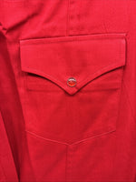 New Men’s White Horse Western Red Long Sleeve Pearl Snap Medium V-13  