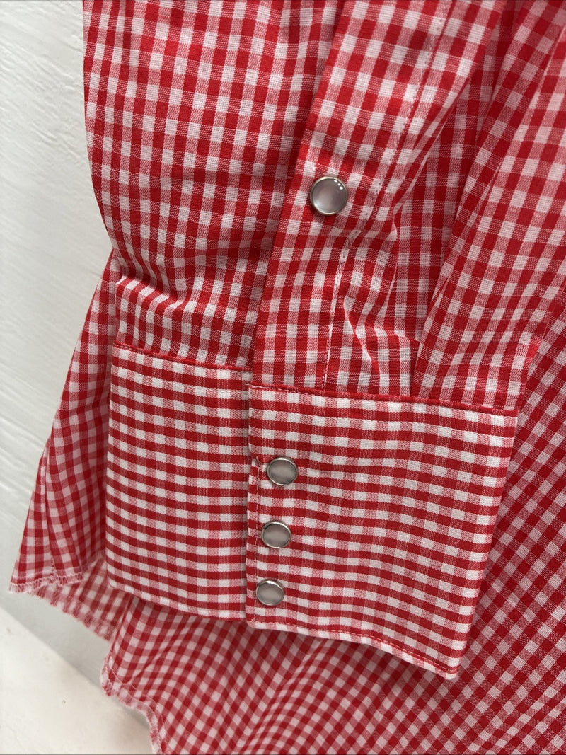 New Men’s H Bar C Red Checkered Long Sleeve Pearl Snap 2XL H-43