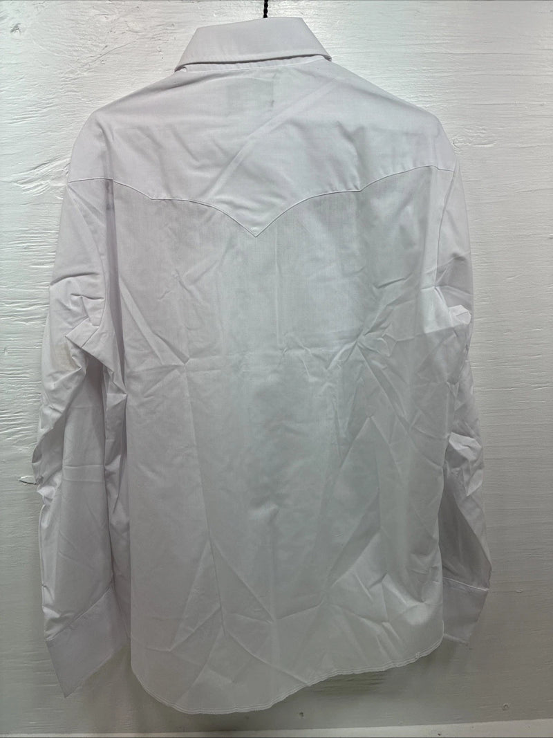 New Men’s Champion Western White Embroidered Long Sleeve Pearl Snap 17 XL T-5