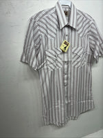 New Men’s Pink Stripped ELY Cattleman Short Sleeve Pearl Snap Shirt. 14.5 S P-69