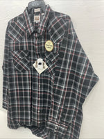 New Men’s ELY Cattleman Black Red Long Sleeve Pearl Snap 3XL E-33