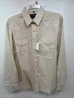 New Women’s White Horse Gold Stripe Long Sleeve Pearl Snap Large II-66