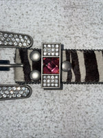 New Black And White Genuine Leather Nocona Rainbow Bling M Belt #1330999 Z-10