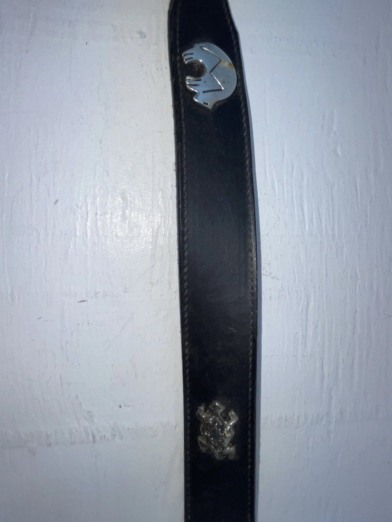 New Black Genuine Leather Nocona Silver Pendent 32” Belt #K411 Z-149