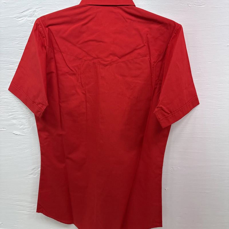 New Men’s ELY CattleMan Red short sleeve pearl snap 14.5 small B-72