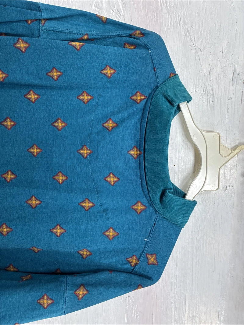 New Men’s Wrangler Teal Designed Short Sleeve Polo Short XL J-32
