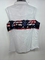 New Women’s Cumberland White Design Short Sleeve Pearl Snap Medium MM-84
