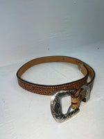 New Brown Genuine Leather Tooled 28” Belt #102 NN-19