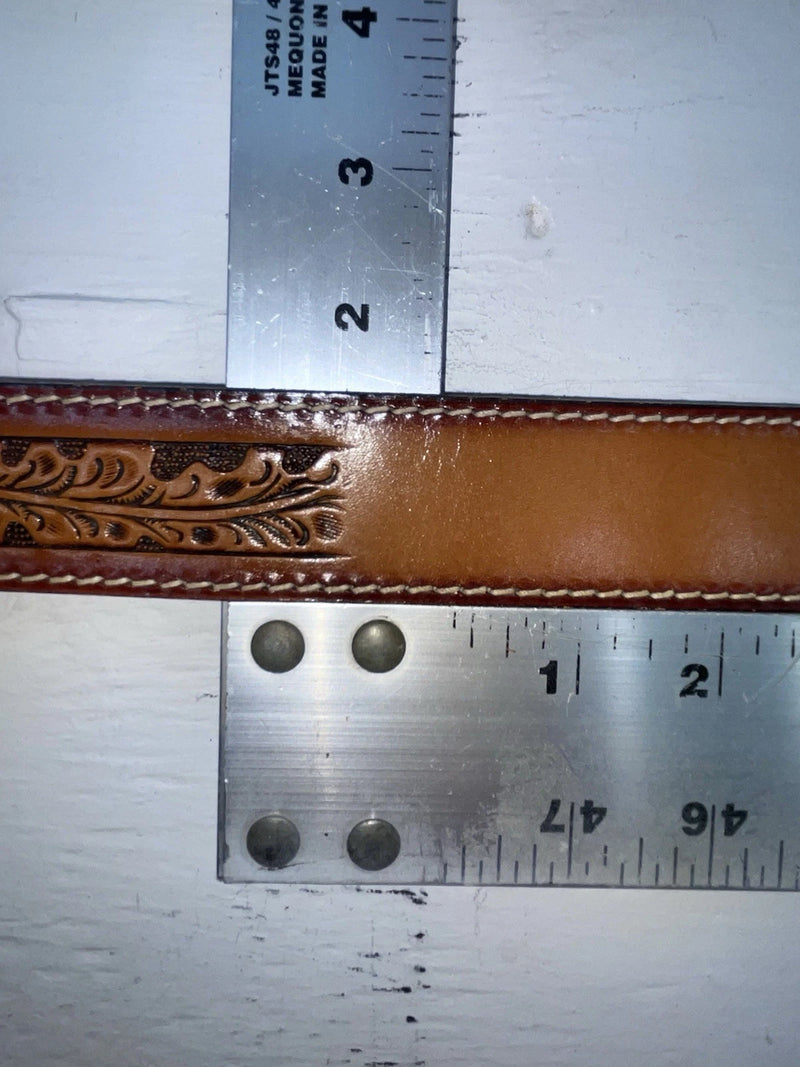 New Brown Genuine Leather Perkies Tooled 22” Belt #601 NN-51