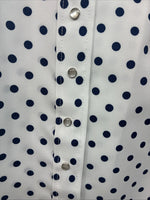 New Women’s Dickson Jenkins White Polkadot Long Sleeve Pearl Snap Size 32 KK-59
