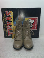 New Youth Tan Lace Up Texas Brand Cowboy Boots. 4498 5.5 5 1/2 M. 22-117
