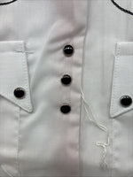 New Women’s Rockmount White Designed Short Sleeve Pearl Snap Size 32 DD-122