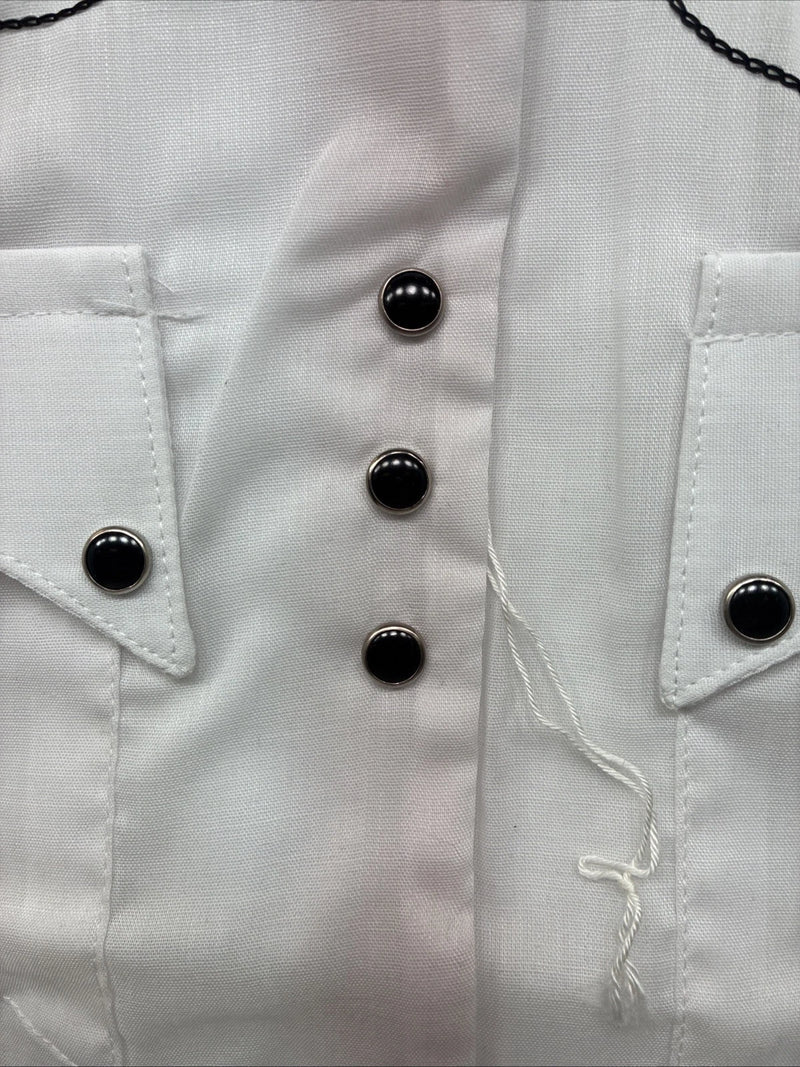 New Women’s Rockmount White Designed Short Sleeve Pearl Snap Size 32 DD-122