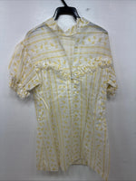 New Women’s Panhandle Slim White Yellow Design Short Sleeve Half Zip 40 YY-109