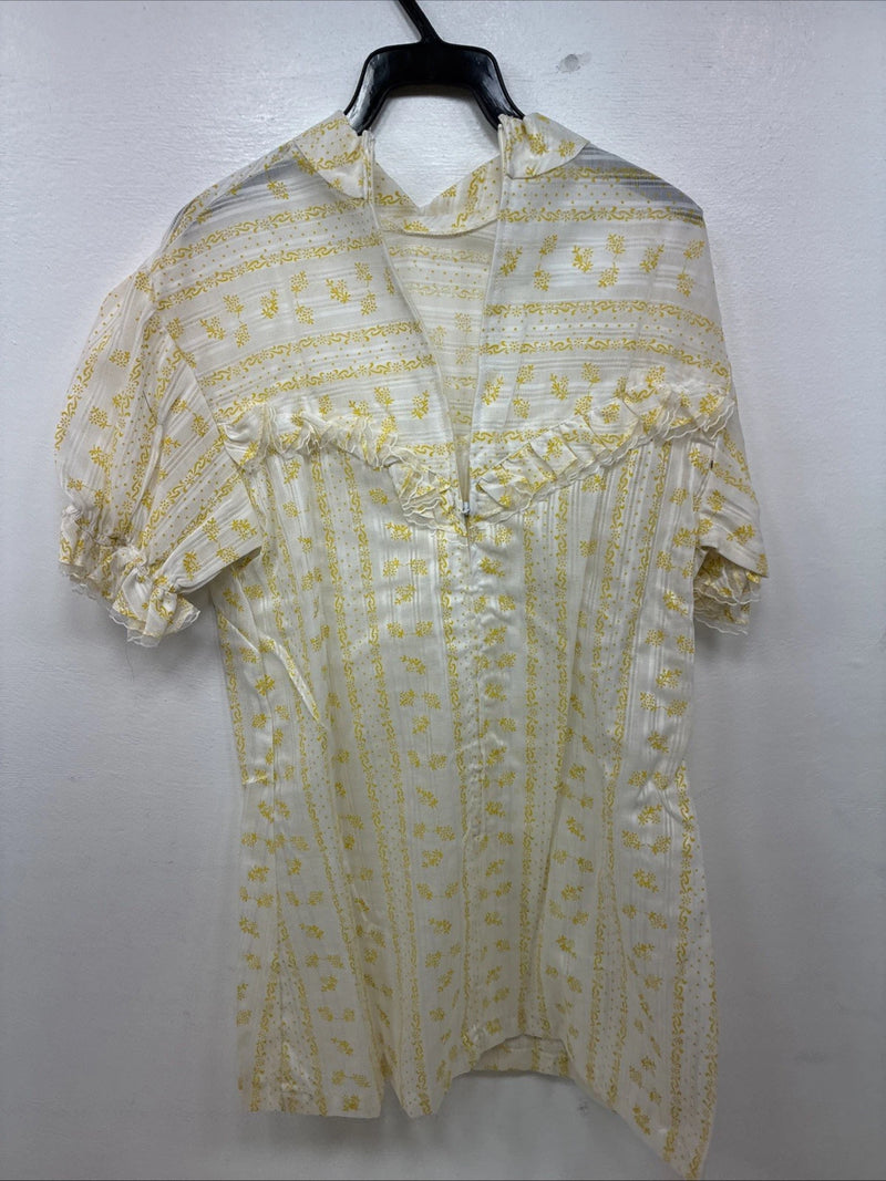 New Women’s Panhandle Slim White Yellow Design Short Sleeve Half Zip 40 YY-109