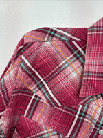 New Women’s Cumberland Pink Plaid Long Sleeve Pearl Snap Medium LL-1