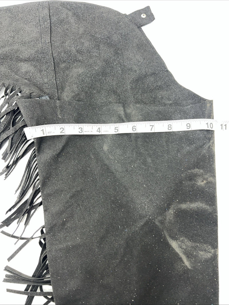 New Black Tough 1 Show Chaps With Fringe Adjustable Waist 40” N-32