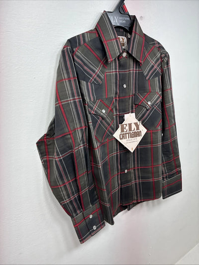 New Kids ELY Cattleman Green Plaid Long Sleeve Pearl Snap Small DD-127