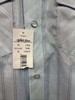 New Boys White Horse Blue Long Sleeve Pearl Snap Medium DD-120