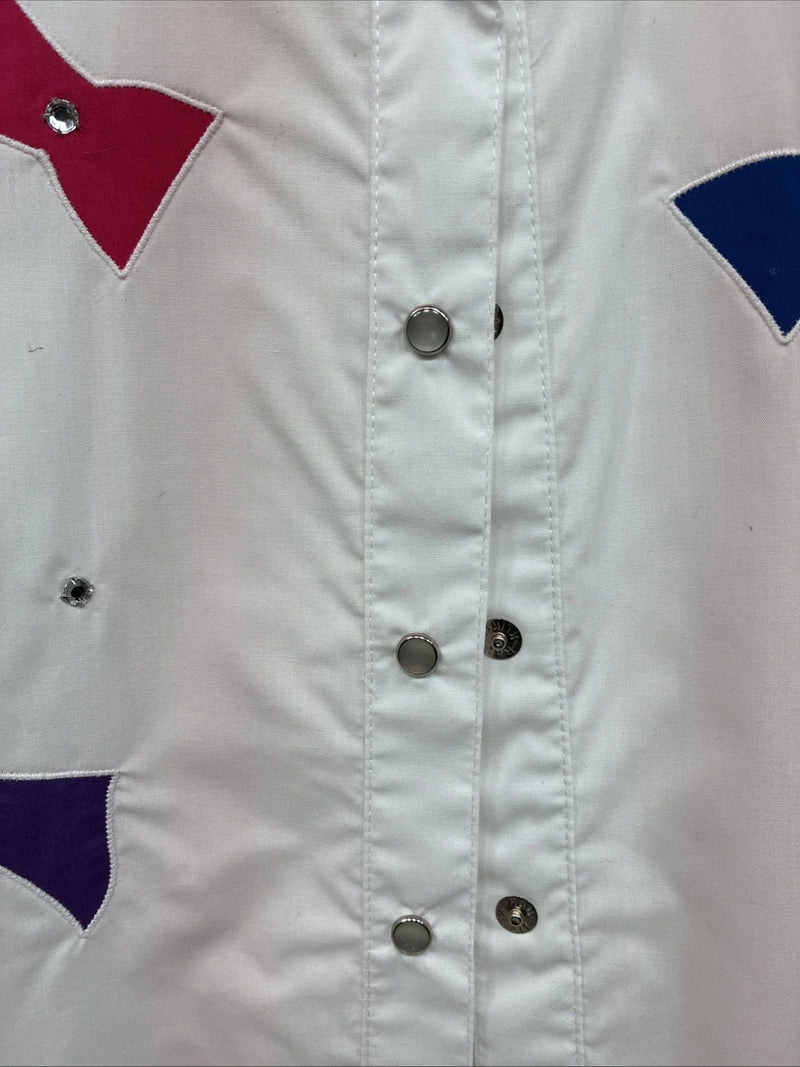 New Women’s H Bar C White Designed Long Sleeve Pearl Snap Size 30 MM-53