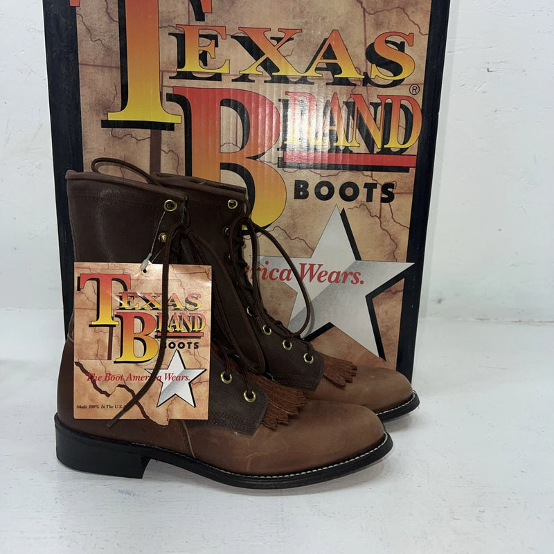 New Women’s Brown Lace Up Texas Brand Cowboy Boots. 4479 5.5 5 1/2. 20-41