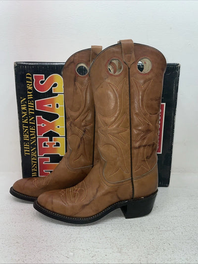 New Men’s Brown Texas Brand Cowboy Boots. 7844 8 D. 1-95