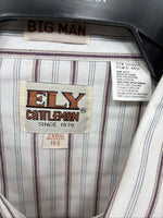 New Men’s ELY Cattleman Stripe Short Sleeve Pearls Snap 18.5 2XL F-63