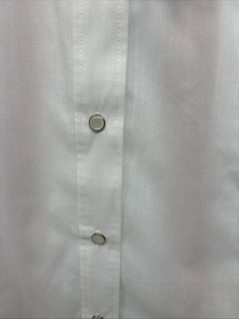 New Womens White Horse White Rose Long Sleeve Pearl Snap Large II-91