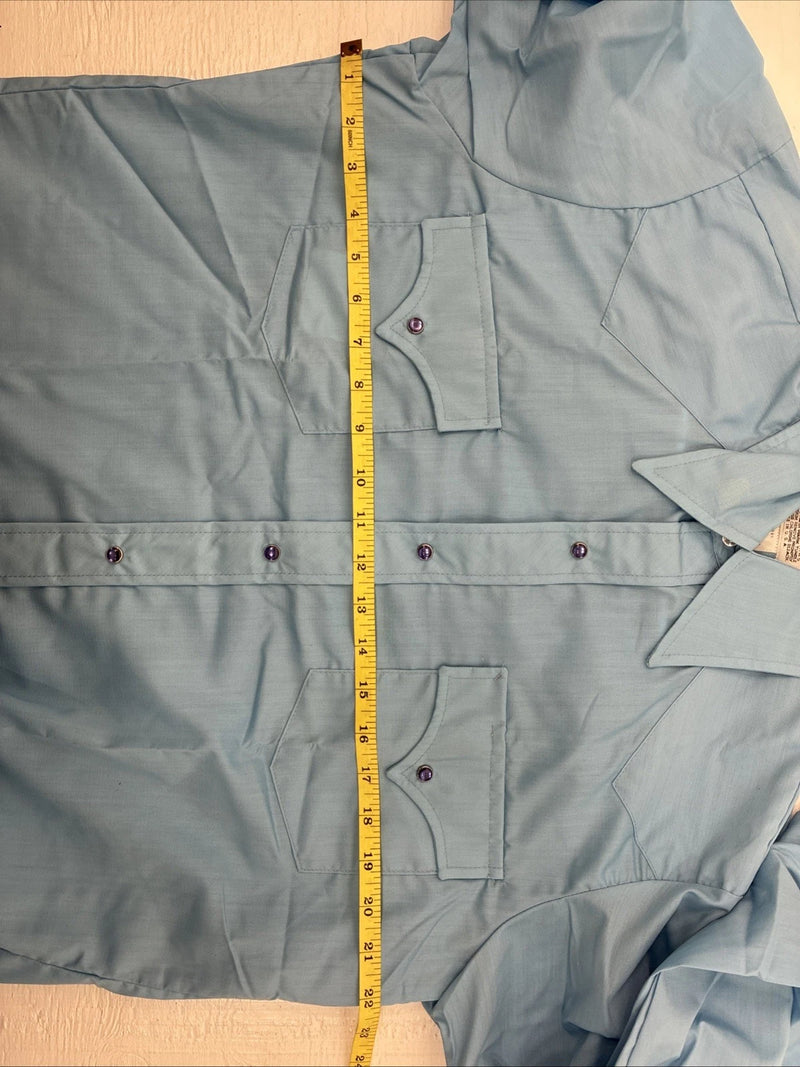 New Men’s Dickson Jenkins Blue Long Sleeve Pearl Snap 16 Large AA-118