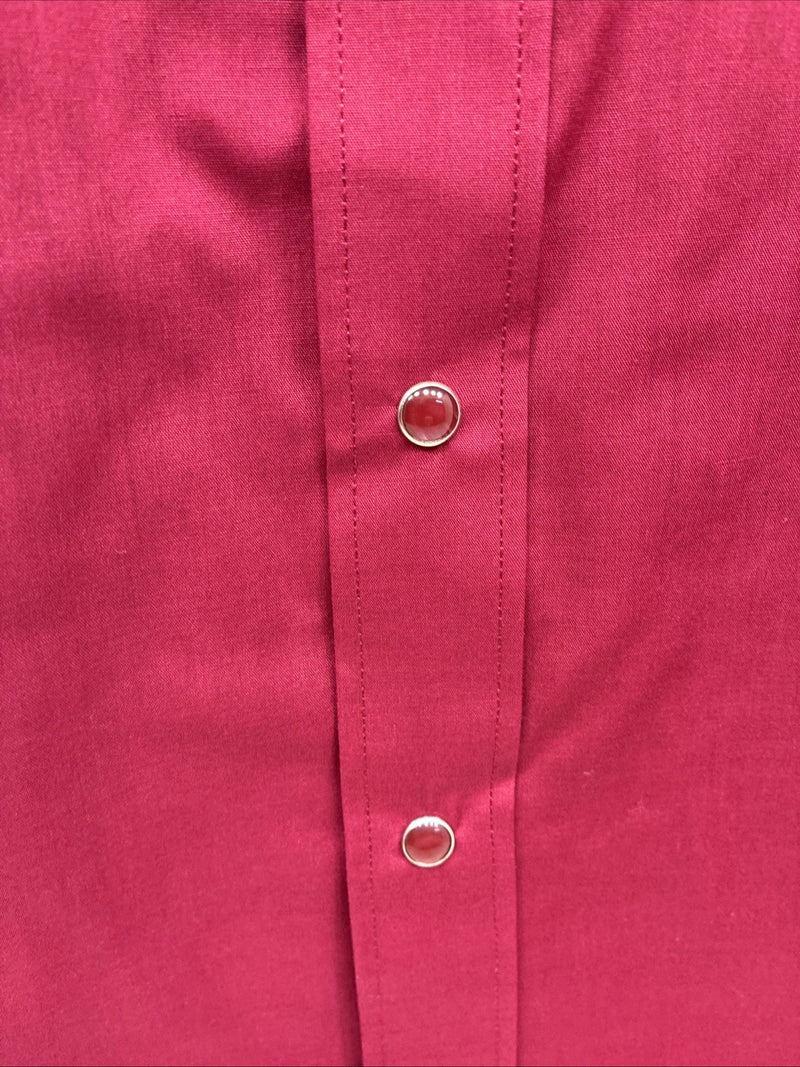 New Men’s White Horse Burgundy Short Sleeve Pearl Snap Large CC-44