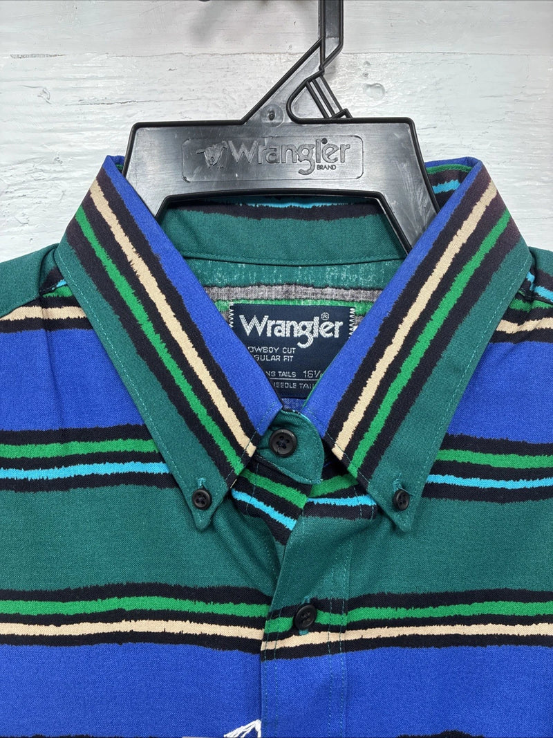 New Men’s Wrangler Multi Color Long Sleeve Button Up 16.5 Large Q-60