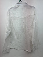 New Women’s Cumberland White Cheetah Print Long Sleeve Pearl Snap XL GG-83