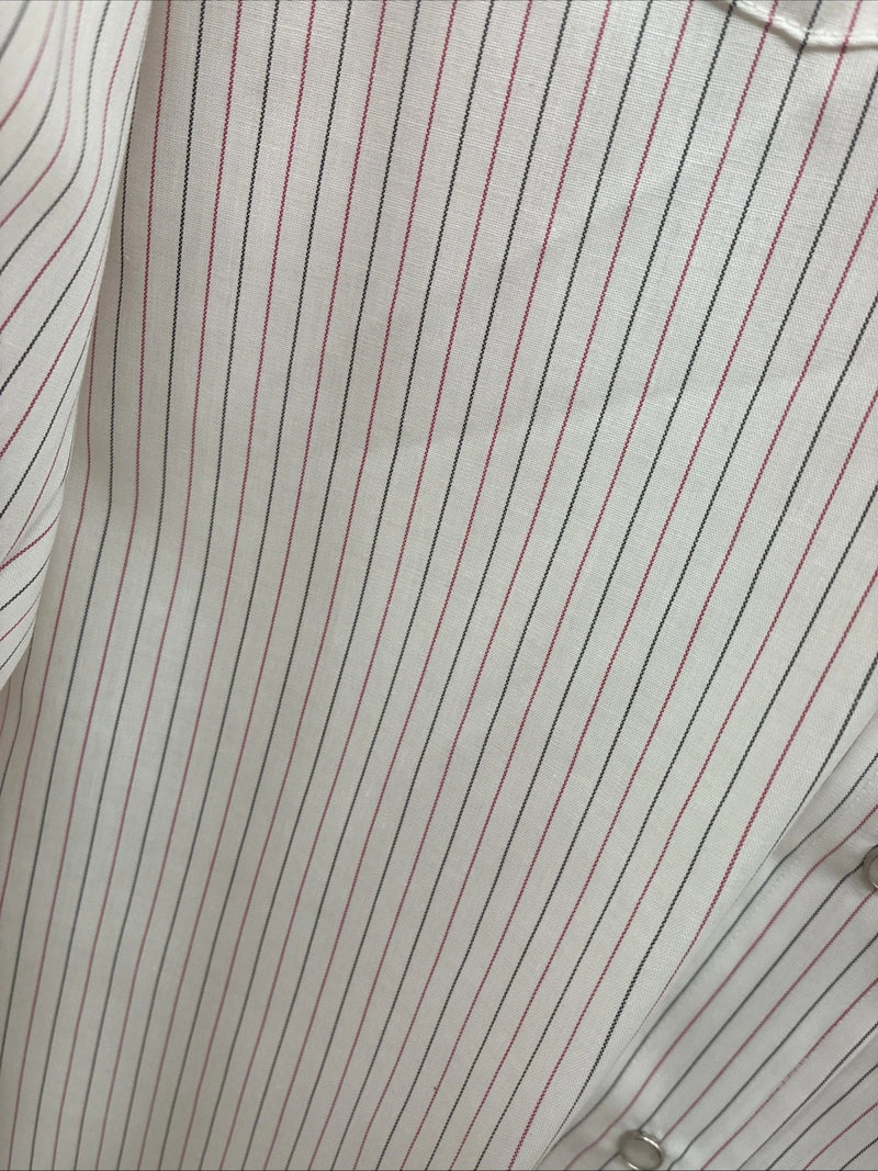 New Men’s H Bar C White Stripe Long Sleeve Pearl Snap 16.5 Large AA-38