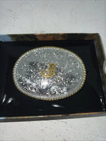 New Women’s Nocona Good Silver “J” Belt Buckle With Good Rim. A-115